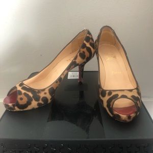 Christian Louboutin Leopard peep toe pumps